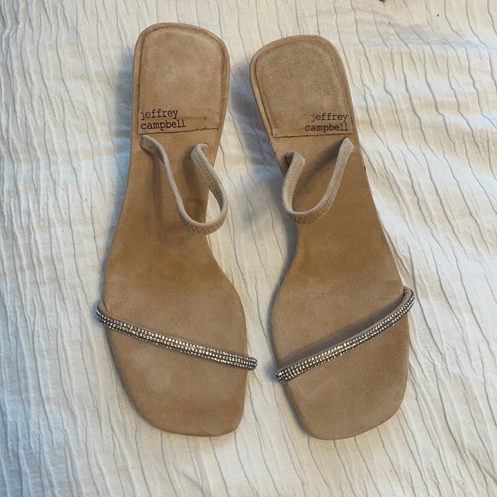 Jeffrey Campbell double strap heeled mule